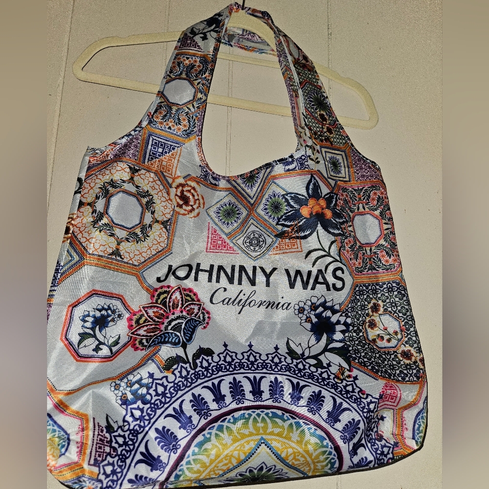 Johnny Was Reusable Shopping Tote Bag Geometric Floral Blue - NWOT